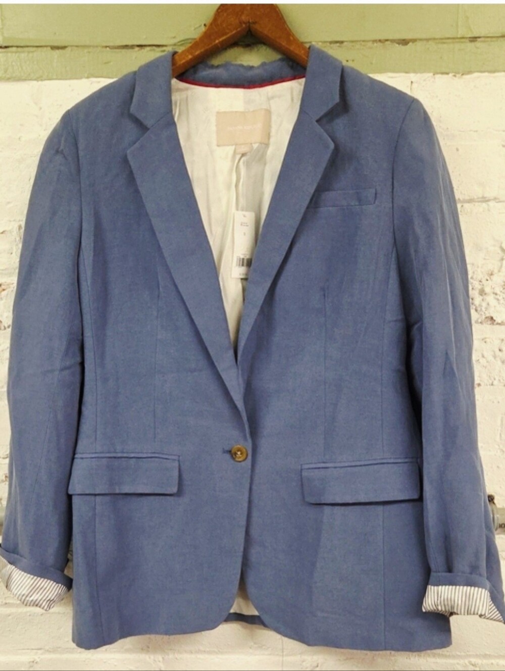 Banana Republic NWT Deadstock 2013 Blue Blazer Silk / Linen Sz 8